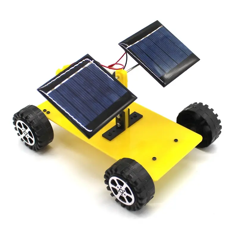 Fai da te a doppio pannello auto ad energia solare per gli studenti delle scuole primarie e secondarie fatti a mano stelo giocattolo modello di creazione di scienza esperimento