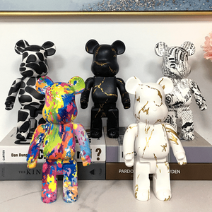 Oso de oro negro oso violento chapado transparente Lago Verde <span class=keywords><strong>Chiaki</strong></span> Bearbrick 400% figuras de juguete de oso de resina - Product Image 1