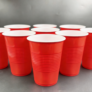 Vasos de Plástico Desechables de 16oz, Material PP, Color Blanco, Rojo y Negro, Personalizables con Logotipo, para Fiestas - Product Image 1