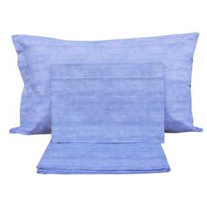 BON BON Parure de draps 100% coton Super King Size avec taies d'oreiller bleues - Product Image 1