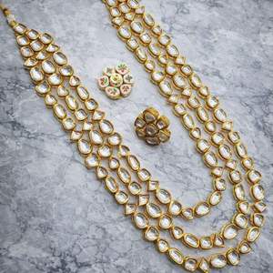 Traditional <b>Gold</b> Plated Copper Bridal Wedding <b>Jewelry</b> <b>Set</b> with Ethnic Necklace and Earrings for Women and Girls - Product Image 2