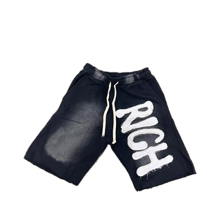 Logo personnalisé hommes XL taille 100% coton taille haute Streetwear Shorts de sport décontracté dentelle couleur lavage pour le <span class=keywords><strong>basket</strong></span>-ball course à pied - Product Image 1