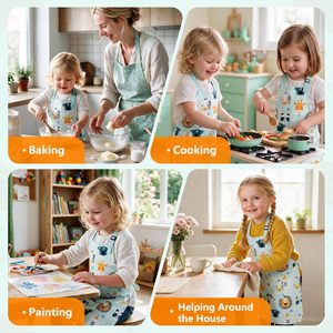 Tablier de cuisine imperméable en polycoton enduit pour enfants, durable, pour la pâtisserie, la peinture et les activités artistiques - Product Image 5