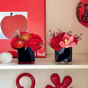 Jarrón de Flores Artificiales, Serie Red Rhyme, Mezcla de Peonías de Seda para Decoraciones de Año Nuevo - Product Image 4
