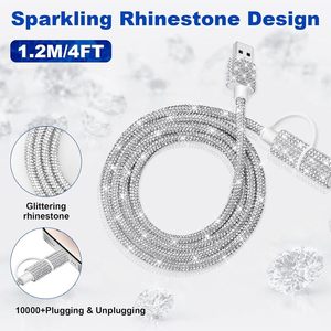 3A 1.2m nhanh sạc Rhinestone kim cương <span class=keywords><strong>USB</strong></span> cáp dữ liệu cho iPhone 16 Series cô gái phụ nữ - Product Image 6