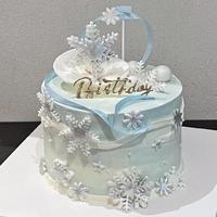 Décoration latérale de gâteau MOYI en acrylique double couche avec base miroir et flocon de neige, pour gâteau d'anniversaire