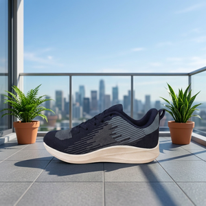 Zapatillas de Running Azul Marino para Hombre con Suela Blanca y Parte Superior Texturizada en Caja - Product Image 4