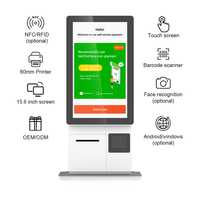 Kiosque de commande et de paiement en libre-service à écran tactile intérieur de 15,6 pouces, personnalisé OEM, pour café, hôpital, avec imprimante de reçus