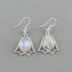 Pendientes de plata de ley 925 con piedra lunar de arcoíris Natural, Pendientes colgantes de piedras preciosas hechas a mano, para hombres y mujeres - Product Image 2