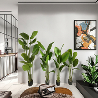 Planta Artificial Nueva de Ave del Paraíso Verde de Gran Venta Árbol de Plátano del Viajero en Maceta de Plástico para Bodas