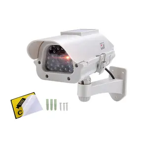 Grosir fake dummy cctv tenaga surya-Kamera CCTV Tenaga Surya Palsu, Kamera Keamanan Tenaga Baterai Luar Ruangan dengan Rumah Lampu Merah