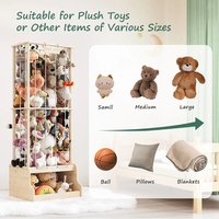 Cage de rangement en bois pour animaux en peluche, organisateur de jouets pour enfants avec armoire de rangement inférieure pour salle de jeux