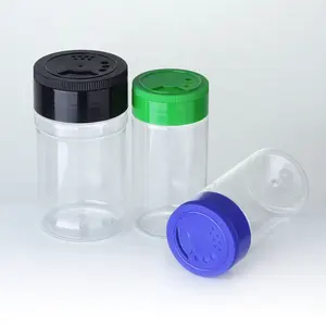 Tarro redondo para especias PET, botella de plástico para condimentos, grado alimenticio, sin BPA, 500ml, 120ml, herramientas transparentes para hierbas y especias, plástico Para Salada