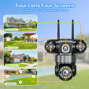 Caméra de sécurité intelligente PTZ solaire sans fil extérieure IP66 4 objectifs 16MP avec audio bidirectionnel en temps réel pour la maison et la surveillance mobile - Product Image 1