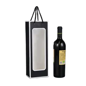 Emballage shopping en papier kraft visuel personnalisé sac fourre-tout sac cadeau vin rouge