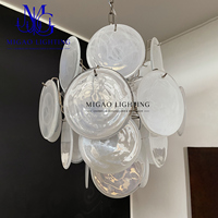 Lampu Gantung Vintage Abad Pertengahan Prancis, Kaca Berbentuk Awan Putih Bertumpuk, Mewah untuk Ruang Tamu, Ruang Makan, Kamar Tidur di Villa.