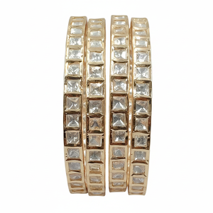 Polki Kundan Stone Fine <b>Bangle</b> <b>Set</b> Gold-Plated <b>Bangles</b> - Product Image 2