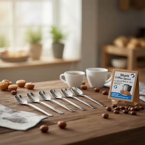 6-piece stainless steel <b>coffee</b> <b>spoon</b> set (11.3cm) SHARK Polished chrome CVL100C6 - Product Image 3