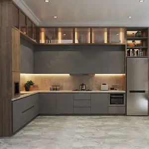 Armario de cocina de lujo listo para montar armario de cocina moderno conjunto de muebles de cocina