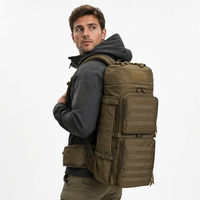 Sac à dos tactique imperméable pour la randonnée, sac de voyage extérieur avec housse de pluie, sangle réglable, vert olive