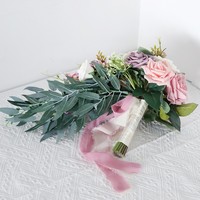 Bouquet de mariée en forme de goutte d'eau, style européen, accessoire photo de mariage, roses en soie faites à la main, bouquet de fleurs artificielles