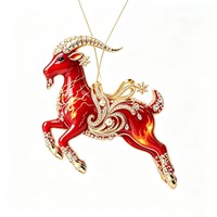 Pendentif en acrylique en forme de mouton du zodiaque transfrontalier pour Noël, avec ailes d'ange, ornement pour sapin de Noël, fabriqué en Chine