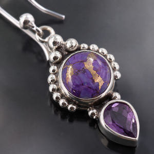 Orecchini turchesi viola, gioielli retrò da donna, idee regalo - Product Image 4