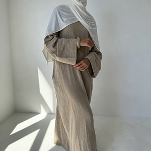 Elegante Abito Abaya Modesto a Vestibilità Ampia con Maniche Larghe, Stile Dubai per <span class=keywords><strong>Donne</strong></span> Musulmane, Outfit Hijab per Uso Quotidiano - Product Image 1