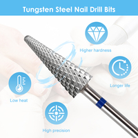 Offre Spéciale professionnel carbure de tungstène électrique foret à ongles grand cône Fine sécurité cuticule nettoyant manucure pédicure outils vente