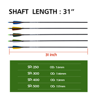 Flèches en carbone pur ID6.2mm SP250/300/400/500/600 de 31 pouces avec pointes en acier pour arc recurve, chasse en plein air, tir à l'arc, équipement de tir à l'arc
