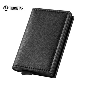 TILONSTAR TVC201 Fashion RFID Credit Card Wallets Business Card <b>Holder</b> Leather Aluminum Pop up Wallet for Men Best Gift-Giving - Product Image 3