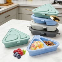 Boîte de rangement alimentaire réutilisable en silicone avec couvercles, sans BPA, 2 compartiments, étanche, pour sauces et vinaigrettes