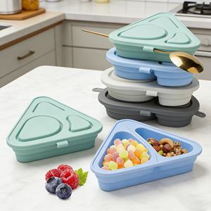 ภาชนะใส่ขนมซิลิโคนแบบใช้ซ้ำได้พร้อมฝาปิด ปลอดสาร BPA 2 ช่อง กล่องเก็บอาหารป้องกันการรั่วซึมสำหรับซอสสลัด - Product Image 5