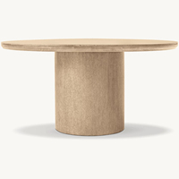 Ensemble de table à manger ronde en chêne massif moderne de luxe pour 6 personnes, meubles de salle à manger pour appartement ou bureau à domicile