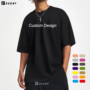 Toptan toplu 210 220 250 300 Gsm büyüklük-t Shirt damla omuz boy Unisex boş düz yüksek kalite % 100% pamuk T Shirt