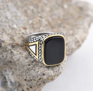 Nouvelle mode rétro hommes de haute qualité en acier inoxydable 316L variété Onyx anneaux mode tendance bijoux cadeau - Product Image 3