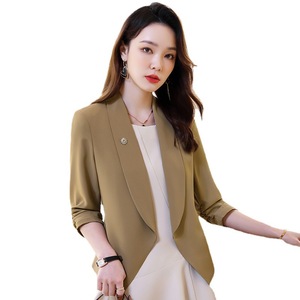 Women's <b>Blazer</b> Suit <b>Set</b> White Black Solid Color Slim Fit Anti-Wrinkle Satin Casual Office Wear - Product Image 5