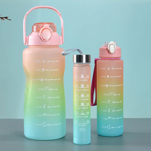 Ensemble de gobelets en plastique dégradés en trois pièces Bouteille portable givrée Marqueur de temps Bouteille de sport à boire directe Motivation pour les voyages - Product Image 6