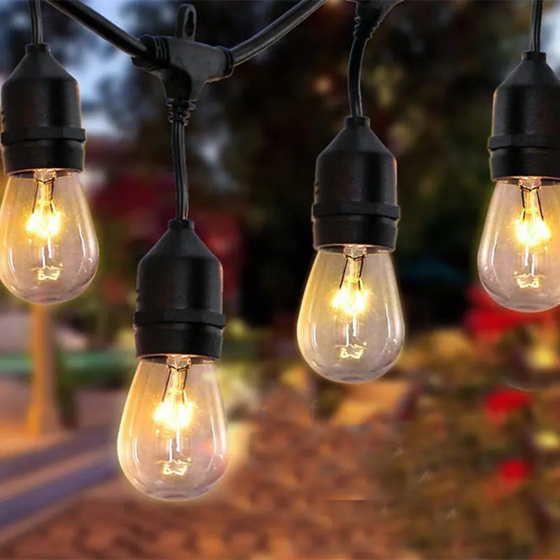 Guirnalda de luces LED para iluminación de patio, globo vintage de 48ft para exteriores con 24 luces e26, conexión Popular y práctica de buena calidad