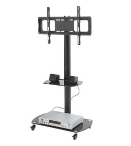 壁に取り付けられたフローティングTVスタンド隠しストレージ高さ調整可能なローリングTVスタンド付きのモダンなメディアコンソールロックホイール付き - Product Image 3