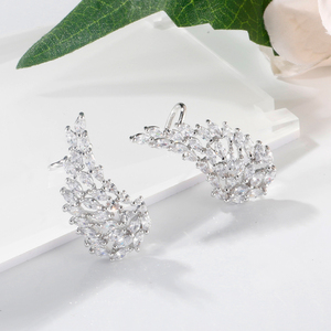 Boucles d'oreilles en argent avec ailes, accessoires de bijoux de mariée Lacole EP419, zircon cristal - Product Image 3