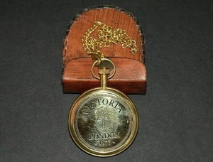Montre de poche en laiton avec boîte cadeau, affichage analogique à quartz, étui à chaîne, cadeau personnalisé, horloge de bureau, portable, atomique, maritime - Product Image 5