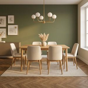 Mesa de Comedor Rectangular de Madera, Estilo Minimalista y Lujoso, Ideal para Apartamentos, Combinada con Sillas Ergonómicas de Tela Suave - Product Image 2
