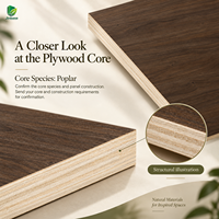 Contreplaqué recouvert de placage de noyer noir Jinbase JB-PLY-117, qualité E0, 1220x2440mm, contreplaqué flexible, feuille de placage de bois naturel