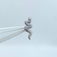Calendo nuevo 14K oro sólido serpiente extremo sin rosca con pasador de acero inoxidable Conch Daith Piercing pendiente Top Piercing joyería