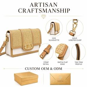 Damen Stroh-Schultertasche, Natürliche Raffia-Strandtasche, Sommer-Reisetasche aus Stroh mit Bestickten Buchstaben - Product Image 2