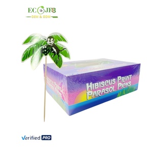 ECO JFB 2025 OEM Custom 15cm albero <span class=keywords><strong>di</strong></span> cocco carta decorazioni in <span class=keywords><strong>legno</strong></span> stuzzicadenti festa cibo usa e getta bastoncini da Cocktail - Product Image 1