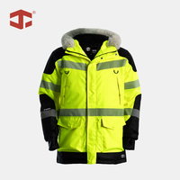 Veste de sécurité hivernale JIADE FR |   Veste isolante résistante aux flammes et antistatique, haute visibilité classe 3, robuste, avec capuche en fourrure