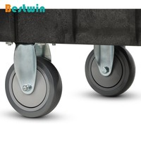 Chariot de service utilitaire à roulettes en plastique robuste à trois niveaux pour entrepôt et garage, capacité de 550 lb, avec roues de 5 pouces