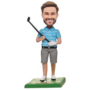 Handmade Resin <b>Bobble</b> <b>Head</b> Figure Expressive Vibrant Male Golfer Unique Personalized Gift for Golf Enthusiasts and Fans - Product Image 4